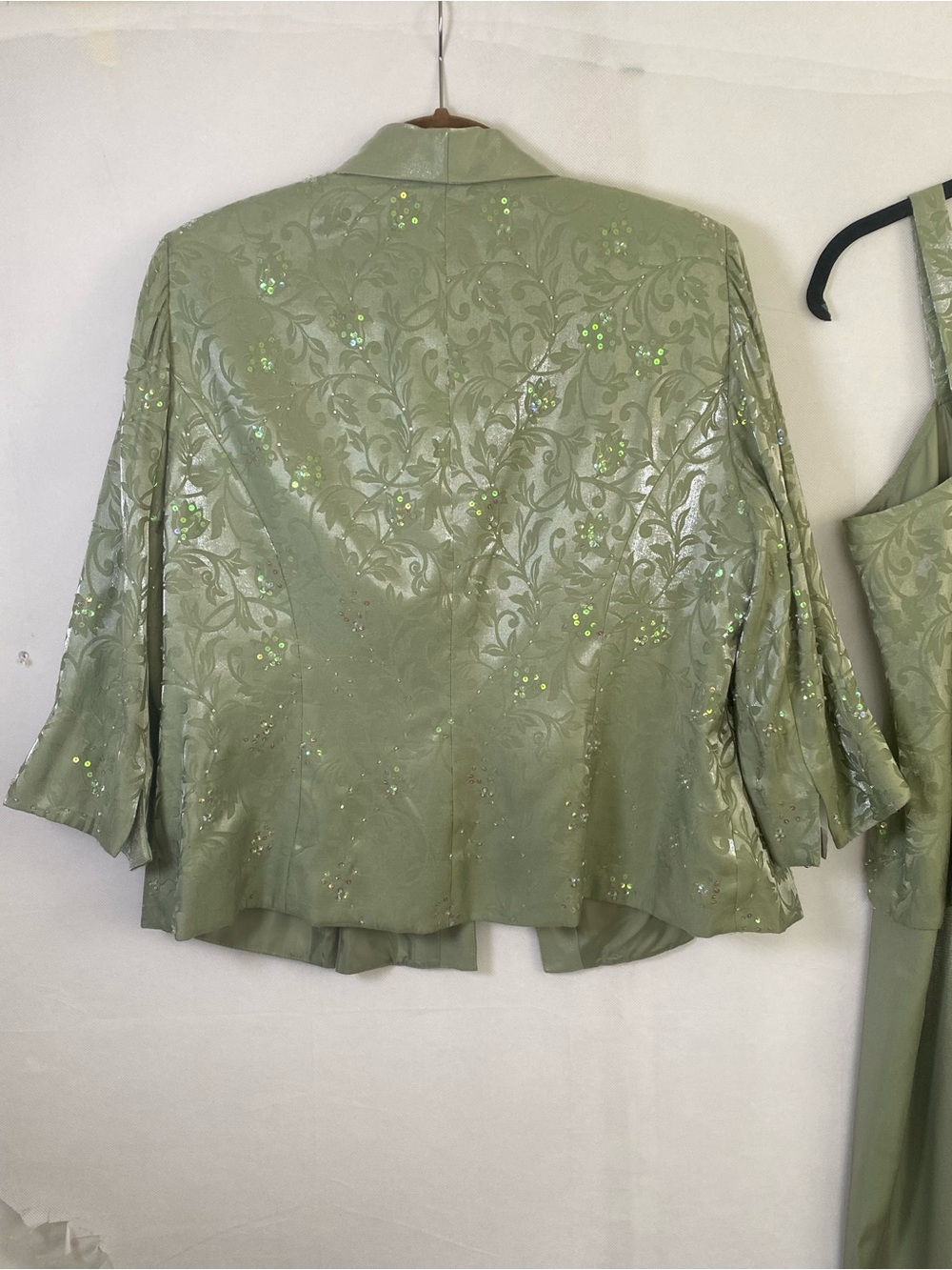 Alex Evenings Pale Green Sequin Two-Piece Maxi Dress with Jacket - Picture 8 of 11